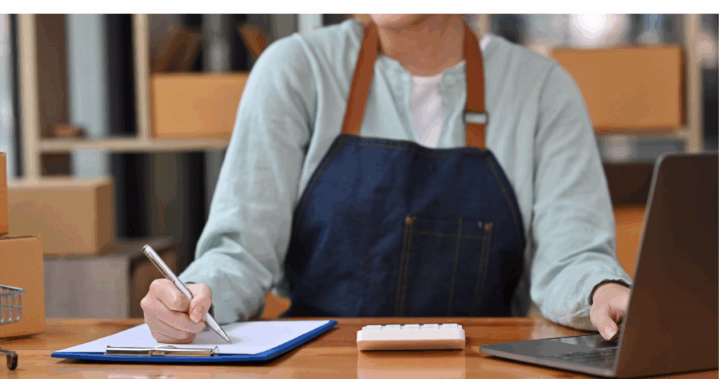 Happy business owner following plan given bu consultant