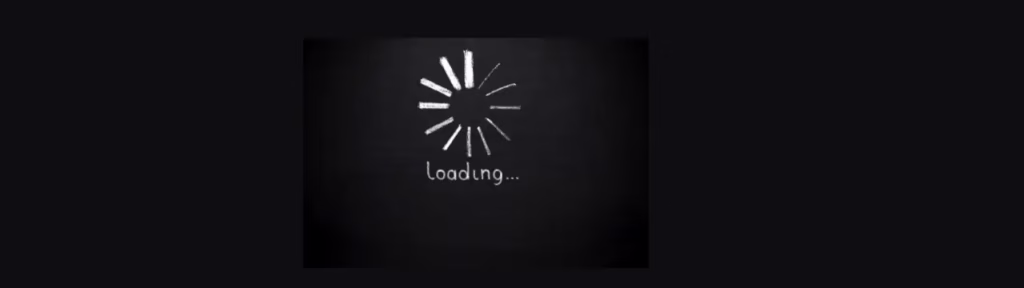 Illustration of a slow-loading website on a laptop screen with spinning loading icon, representing website performance issues.