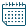 Calendar icon with checkmarks, symbolising scheduling regular check-ins and tracking business progress.