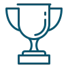 Champion cup icon, symbolising planning early wins and setting achievable goals for the business.