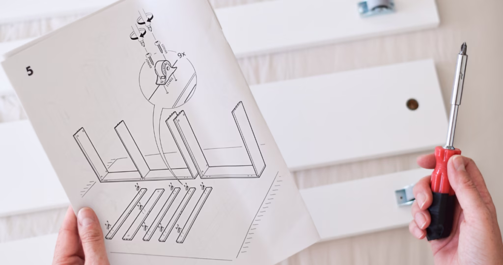 A minimalist photo of an IKEA-style instruction manual, illustrating the need for Business SOPs to document your Secret Sauce.